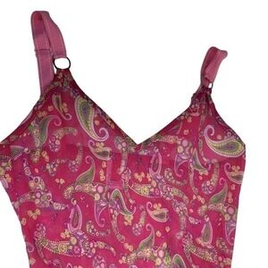 Josie Paisley Cami Top Sheer Pink Sleeveless Summer Tank Top‎ Festival Size S